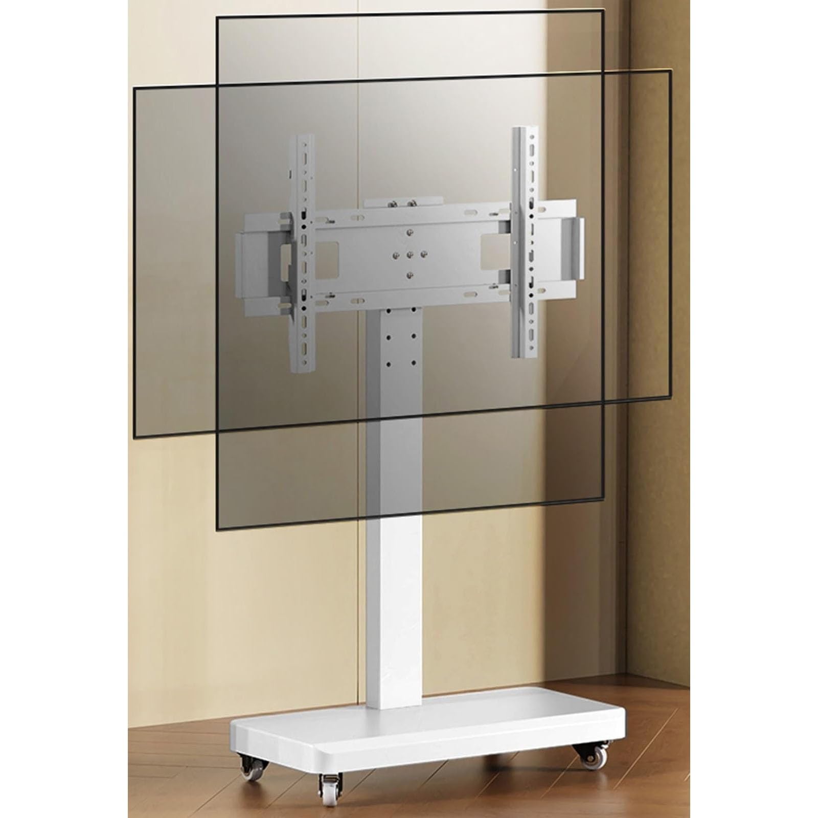 HPTHLY Mobile Tv Cart On Wheels - Portable Floor Tv Stand Holds, For 26-70 In/32-70In Led Flat Screen, Roller Mobile Floor Standing Tv Stand, Horizontal And Vertical Screen(White-26)