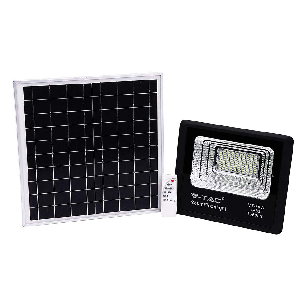 V-TAC Faro LED con Telecomando e Pannello Solare 20W, 6000K, Bianco freddo