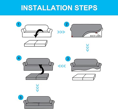 Miniatura 8 de GOSTADY Fundas para silla de 2 piezas estampadas, fundas de sofá suaves con fundas de cojín individuales, protector de muebles con parte inferior