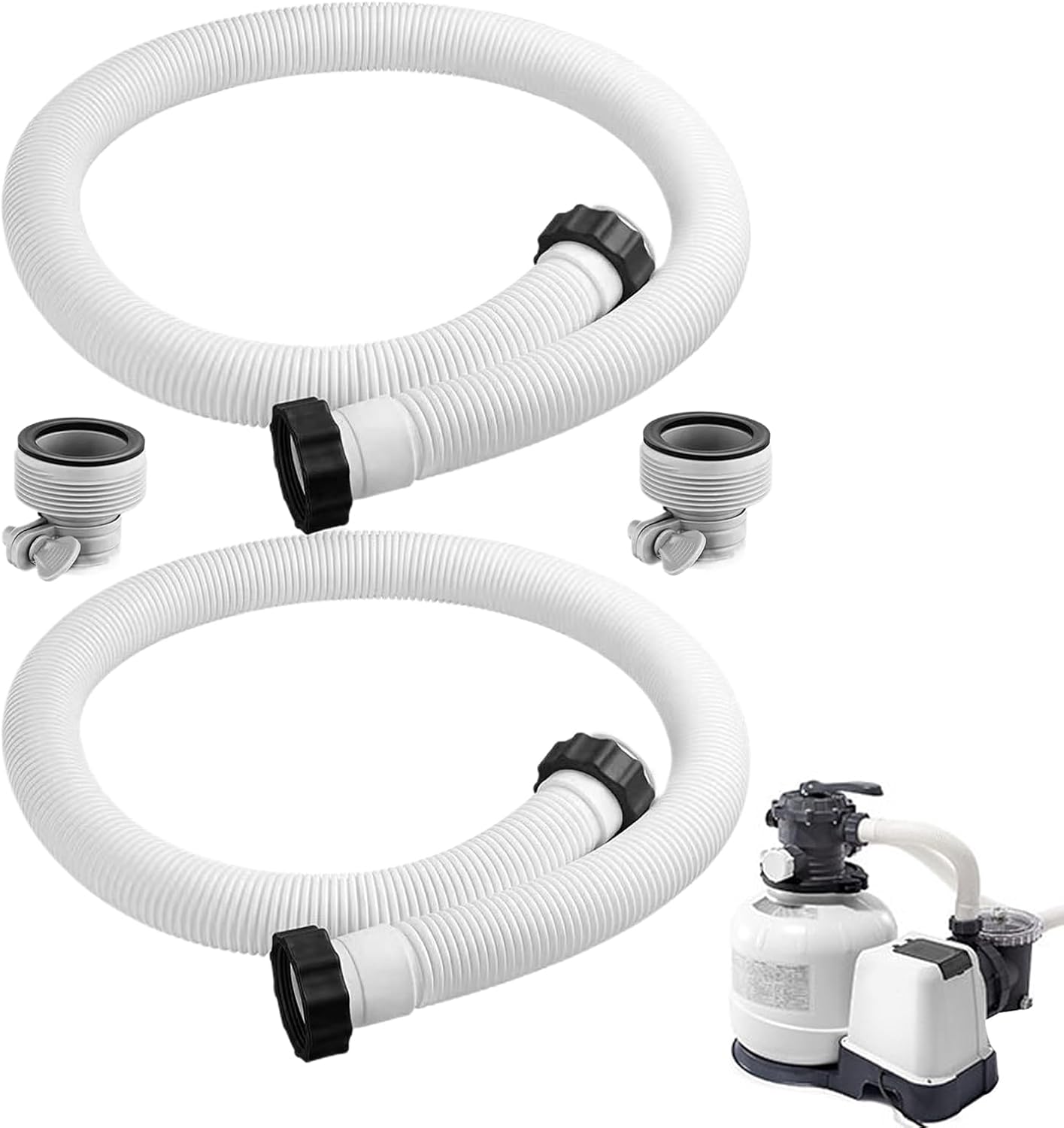 2Pcs Aboves Ground Pool Hose Replacement 1.5" Diameter 59" Long Pool Filter Pump Hose Replacement for Sand Filter Pumps & Saltwater Systems