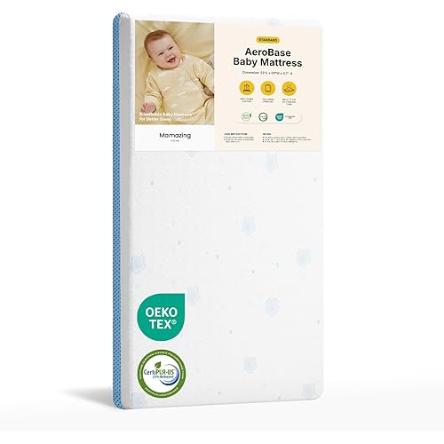 MAMAZING Crib and Toddler Mattress, 2-Stage Breathable Mattress, Non-Toxic, Waterproof Sleep Surface, Machine-Washable Outer Cover for Easy Care, Fits Any Standard Full Size Baby Crib & Toddler Bed