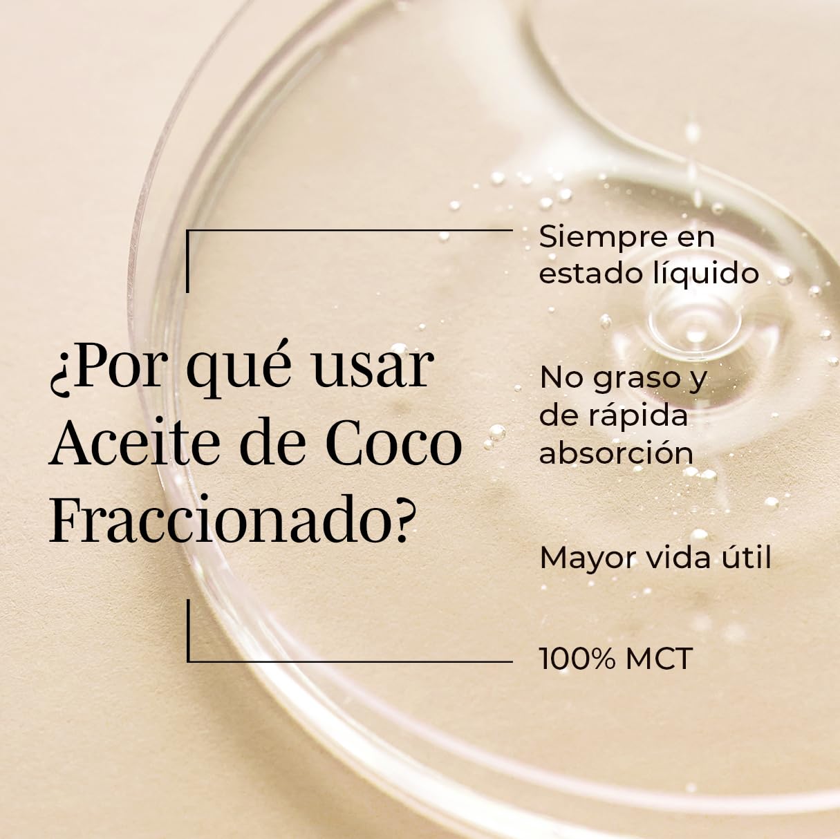 GoNaturals Aceite de Coco Fraccionado 250ml 100% Puro Hidrata Piel Cabello Uñas Desmaquillante Natural