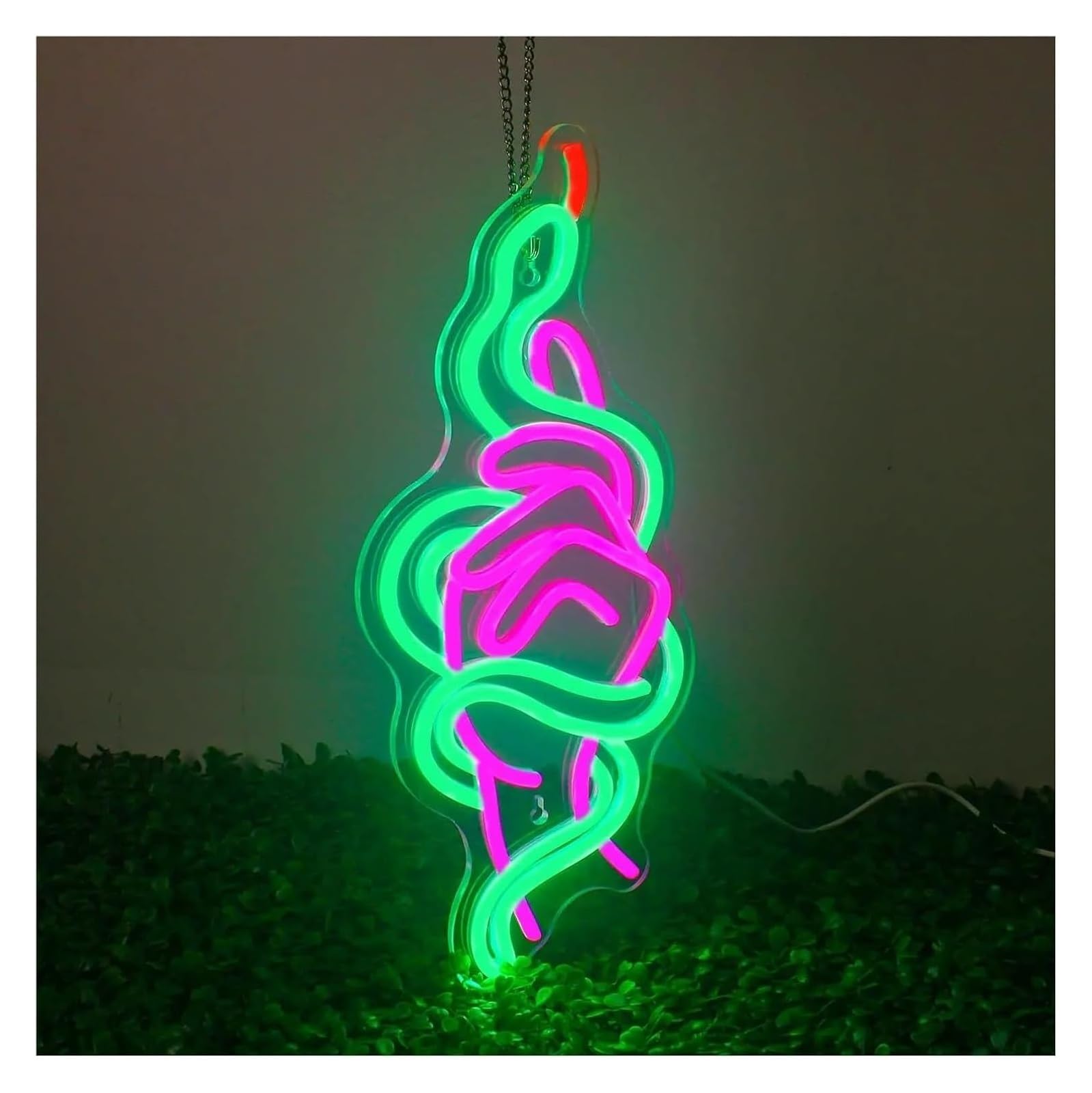 Insegna al neon a forma di mano serpente, pannello luminoso dimmerabile, alimentato, per camera da letto