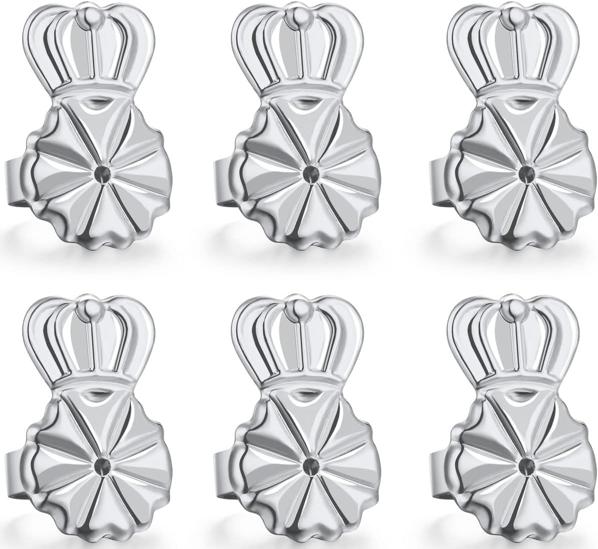 Catinee Earring Lifters Backs,6 PCS Earring Backs for Droopy Ears, Adjustable Hypoallergenic Secure Earring Lifters for Heavy Earrings(Silver)