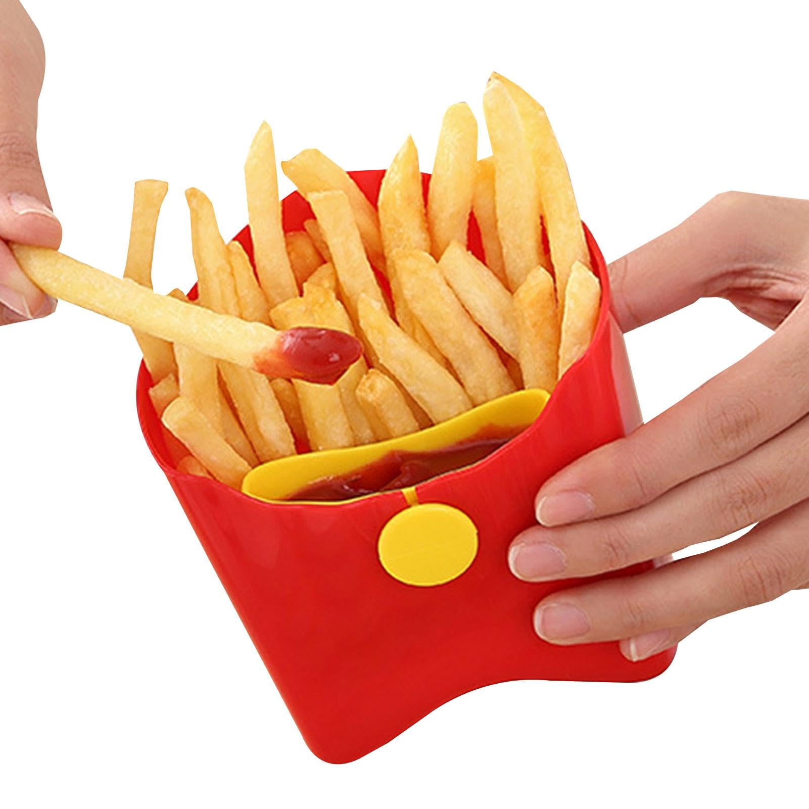 Acunny French Fries Cups, Reusable French Fries Box, Multipurpose French Fries Cups for Kids, Food Safe Storage Container, Square Snack Holder for Everyday Use, Camping