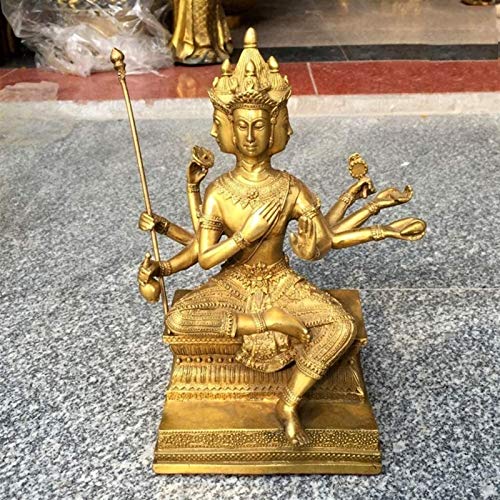 Sculpture Bouddha quatre faces statue Feng Shui laiton maison