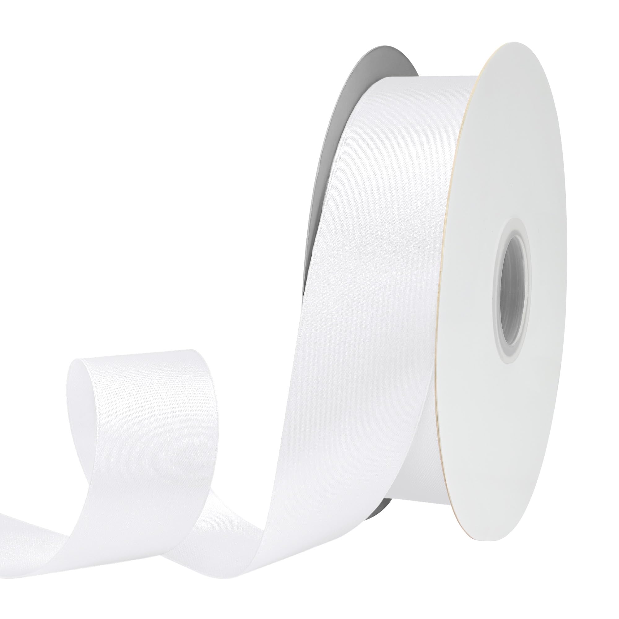 Nastro di raso bianco double face, 3,8 cm x 91,5 m, 100% poliestere, disponibile in diversi colori, ideale per confezioni regalo, artigianato, decorazioni per matrimoni
