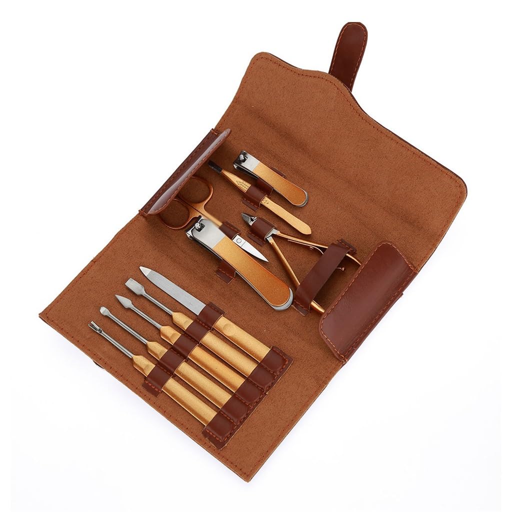 10 Pieces Nail Clipper Set PU Leather Beauty Kit Nail Tools