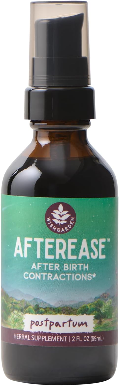 WishGarden Herbs AfterEase Drops for Postpartum Cramps & After-Birth Contractions – Liquid Herbal Supplement – Women's Postpartum Essential – 2 oz