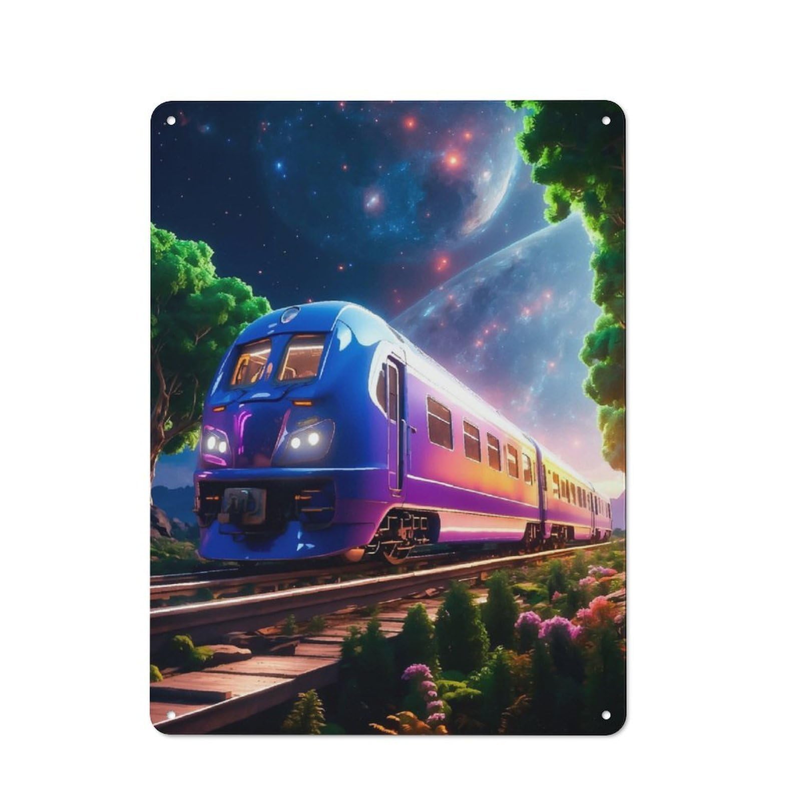 Junmoney Purple Station 40X30cm Retro Tin Wall Plaque With For Pub Or Café, A Winter Wall Decor Update For Café Interior Fans