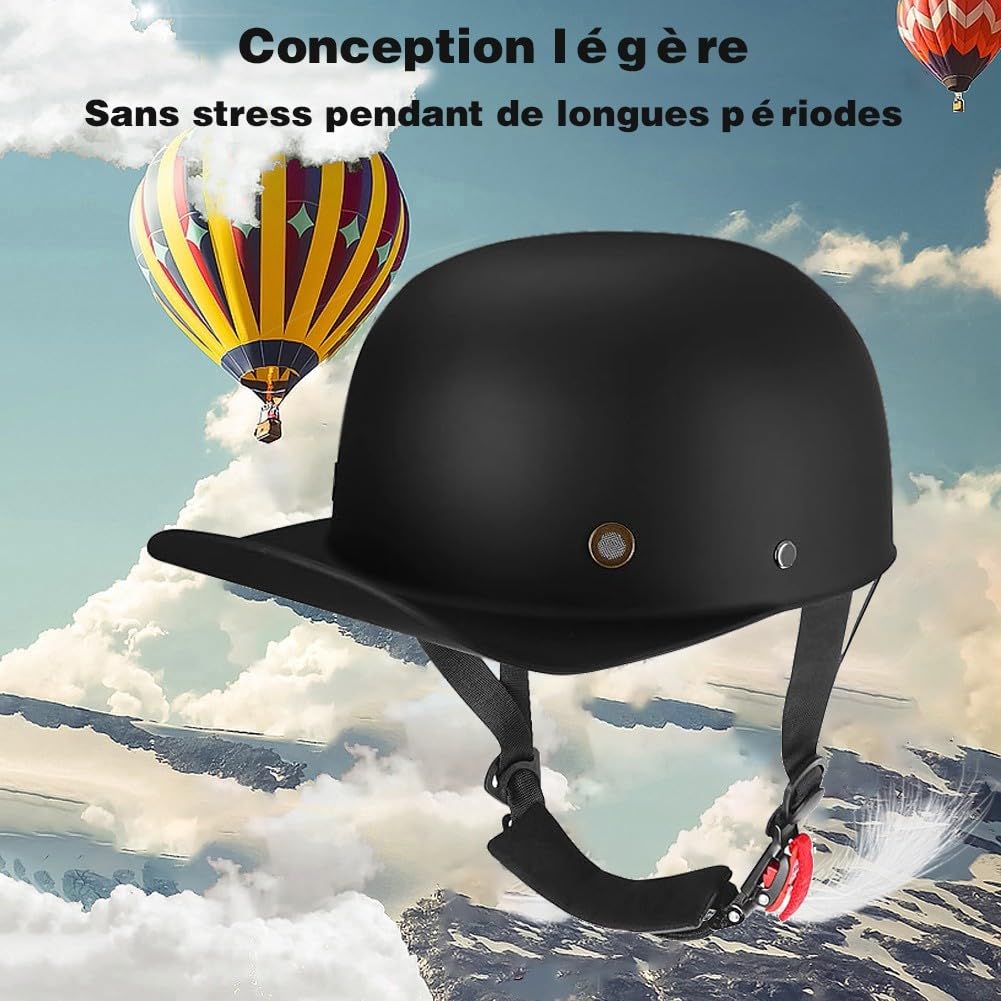 Casque de Moto Ouvert Rétro Casquette de Baseball Casque Jet Demi-Casques Hommes Femmes pour Scooter Cyclomoteur Cruiser Cap Street Jet, Approuvé par ECE, pour Hommes et Femmes