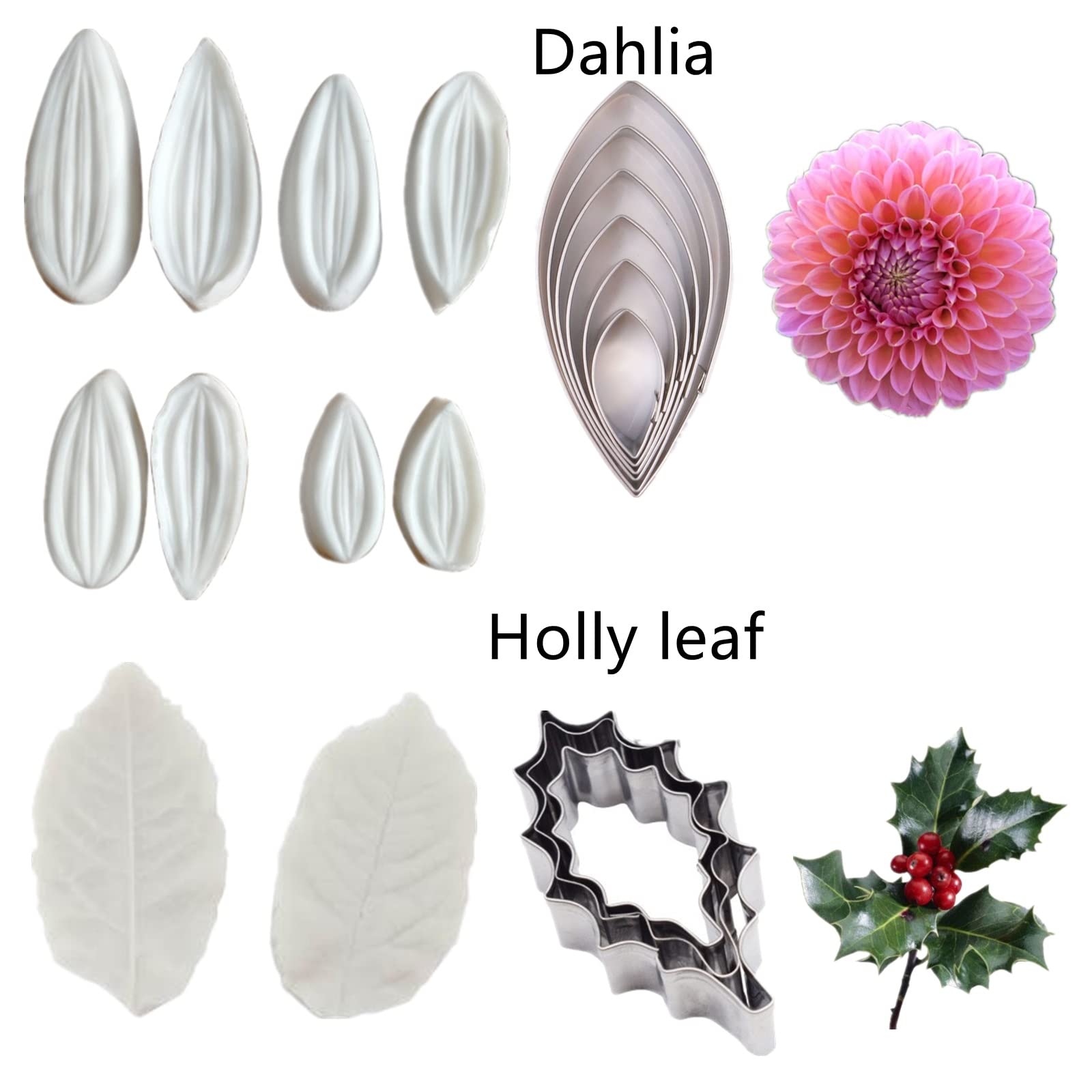 Lot de 39 moules et emporte-pièces en forme de fleur en acier inoxydable pour décoration de gâteau de mariage, d'anniversaire
