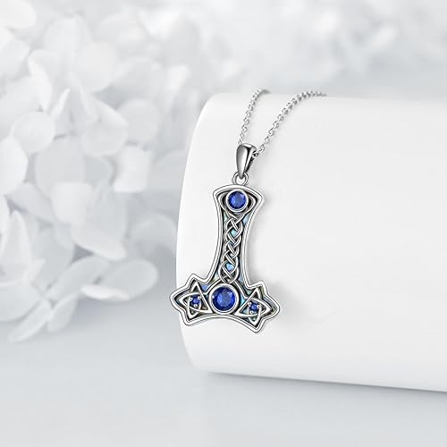 Miniatura 5 de Collar de nudo celta para mujeres y hombres, plata de ley, collar con colgante de piedra lunar de Trinidad celta, joyería vikinga de buena suerte