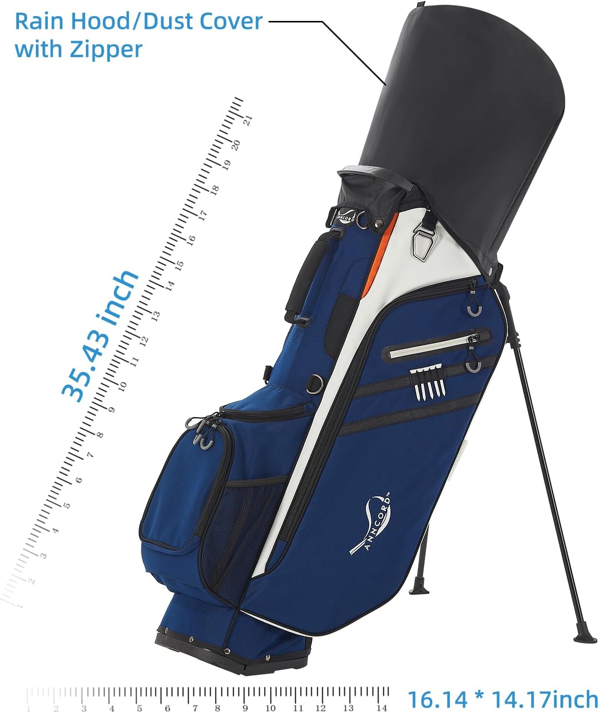 ANNCORD Golf Stand Bag 14 Way Top Dividers Full-Length with Stand, 7 Pockets, Lightweight Golf Bag for Men, Dual Strap, Rain Hood, Portable Golf Club Bag for Men Women