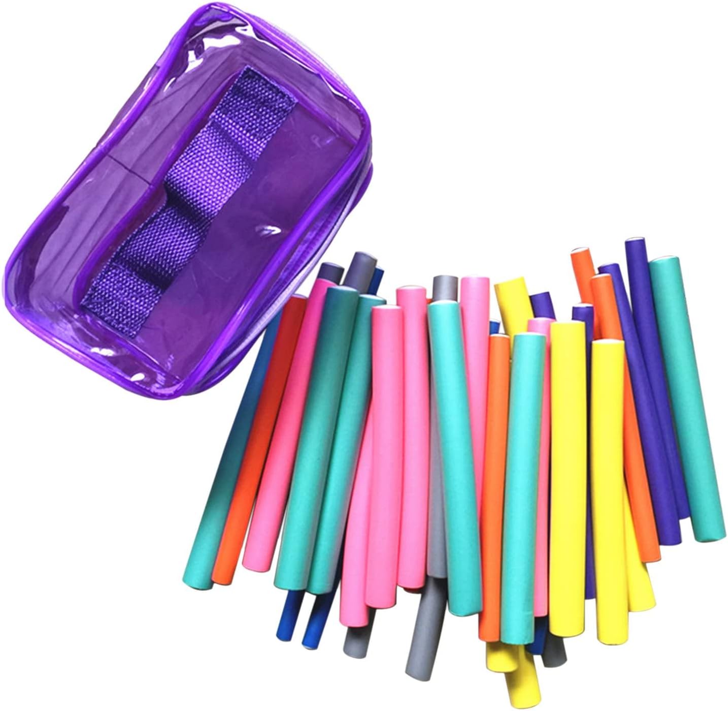 42 Pieces 7 Size Twist-flex Rods Hair Rollers Durable Foam Curler Roller Set Hair Bendy Curlers Tool DIY Salon Hair Styling Curling Sticks with Case…