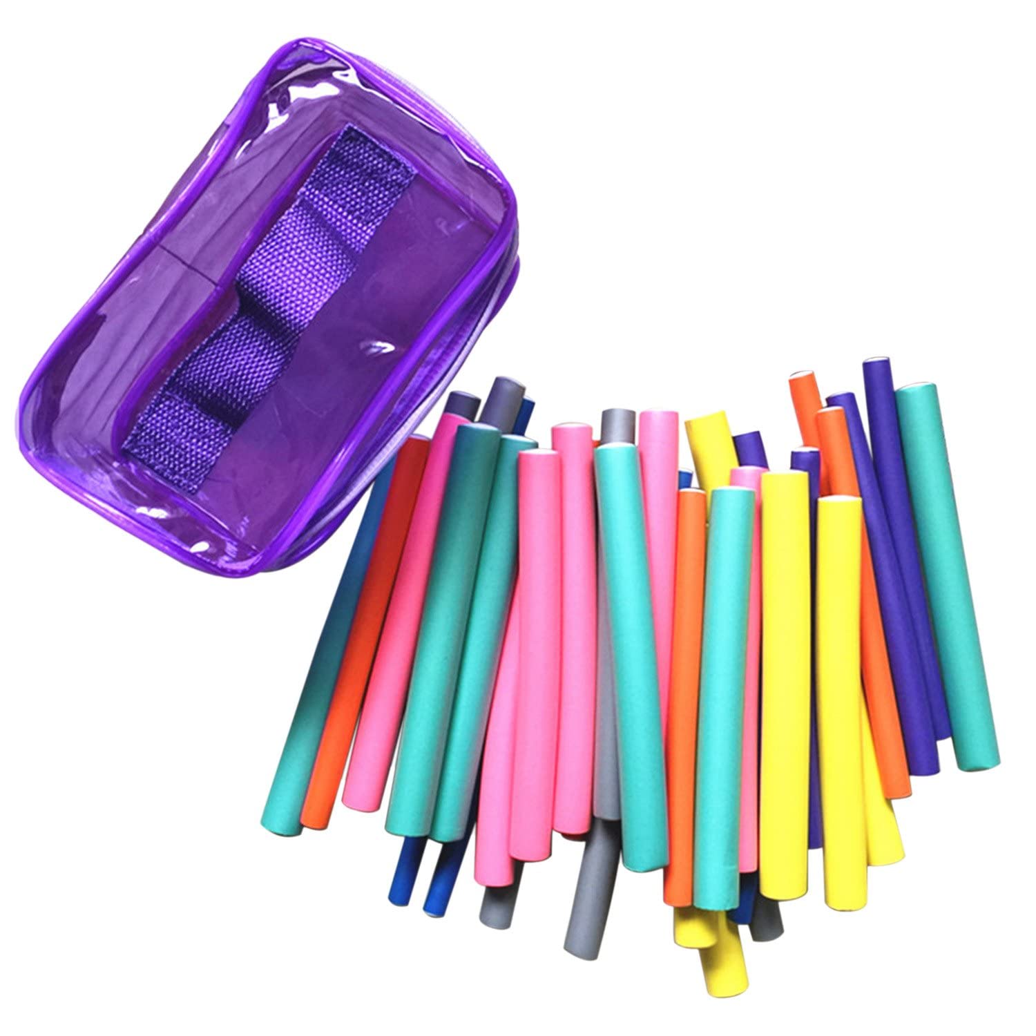 42 Pieces 7 Size Twist-flex Rods Hair Rollers Durable Foam Curler Roller Set Hair Bendy Curlers Tool DIY Salon Hair Styling Curling Sticks with Case…