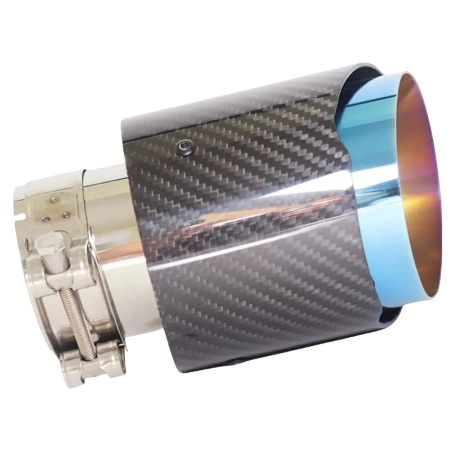 Car Silencer 1 szt. Uniwersalny samochód błyszcząca końcówka tłumika z włókna węglowego rura układu wydechowego tłumiki dysza prosta nierdzewna niebieska(54MM IN 114MM OUT)