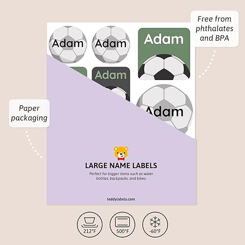 Miniatura 3 de Etiquetas de nombre grandes para niños (33) Calcomanías personalizadas para guardería y suministros escolares Calcomanías duraderas e impermeables