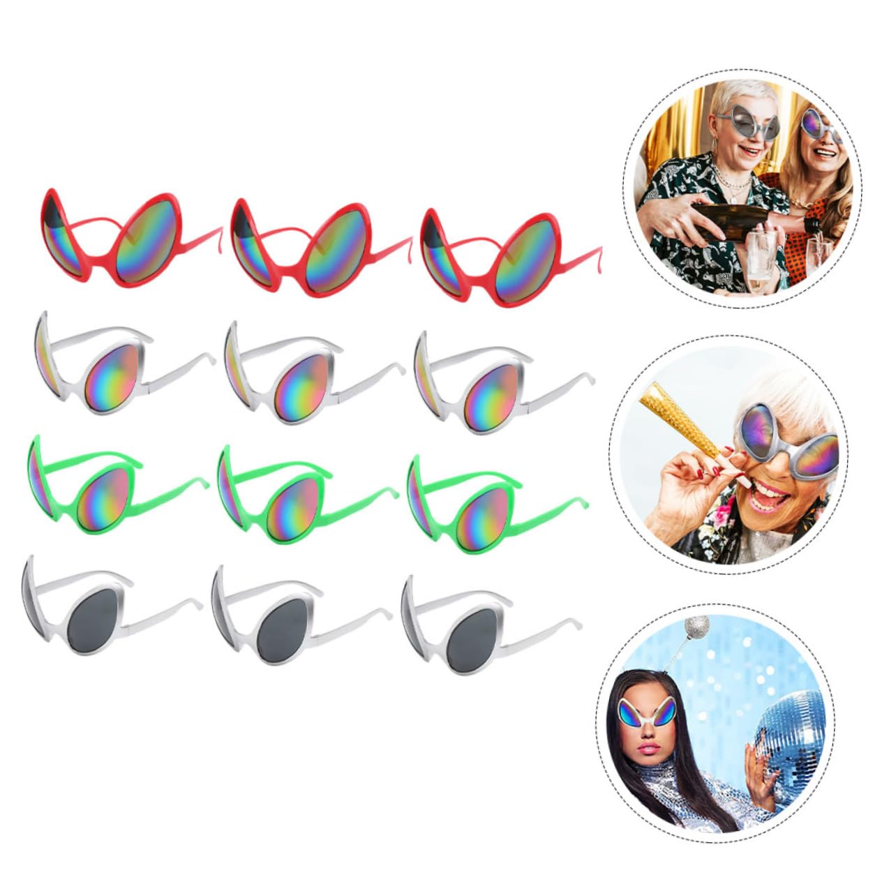 Gafas Divertidas para Adultos 12 Unidades Plástico, Accesorio de Sol