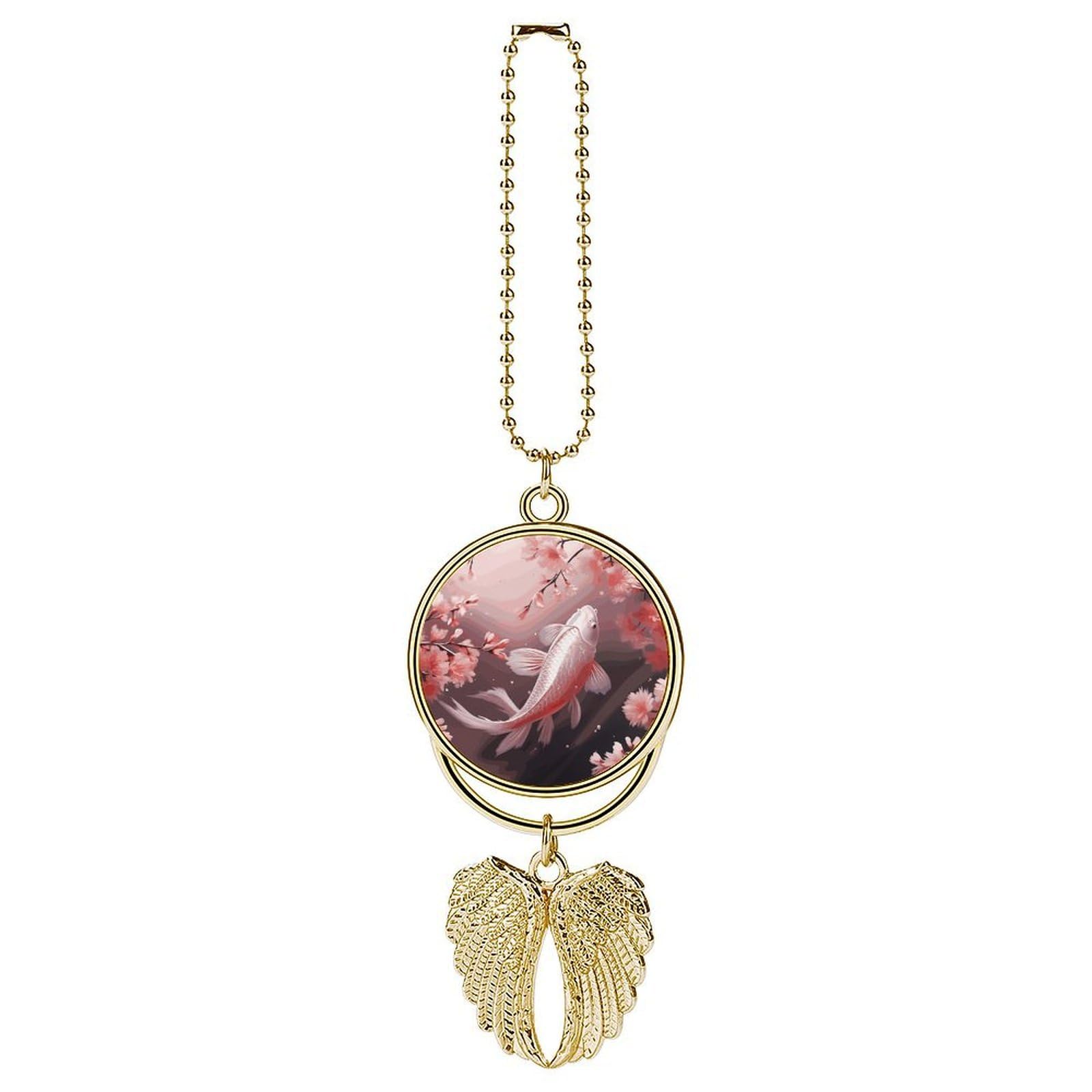 Pink Cherry Blossom Red Carp Car Pendant Hanging Swing Auto Rear View Mirror Hanging Car Rear View Mirror Charm Truck Hanger Ornament Charm for Car Rear View Mirrors Accessories