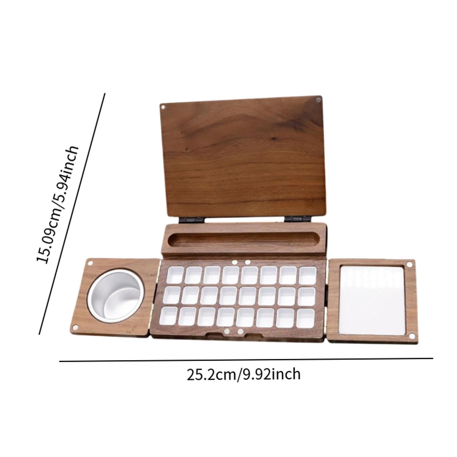 Perfeclan Caja de Pintura de Acuarela, Paleta de Pintura de Viaje Plegable para Pintar y Hacer Manualidades con área de Mezcla, Bandeja de Pintura de Madera,