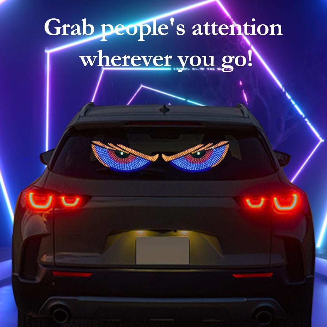 Devil Eyes Light for Cars,LED Eye for Car,4.7in x 11.8in Flexible Car LED Display,Windshield Eyes Animated Led,Dynamic Personalized Big Eye Lights for Car Windshield