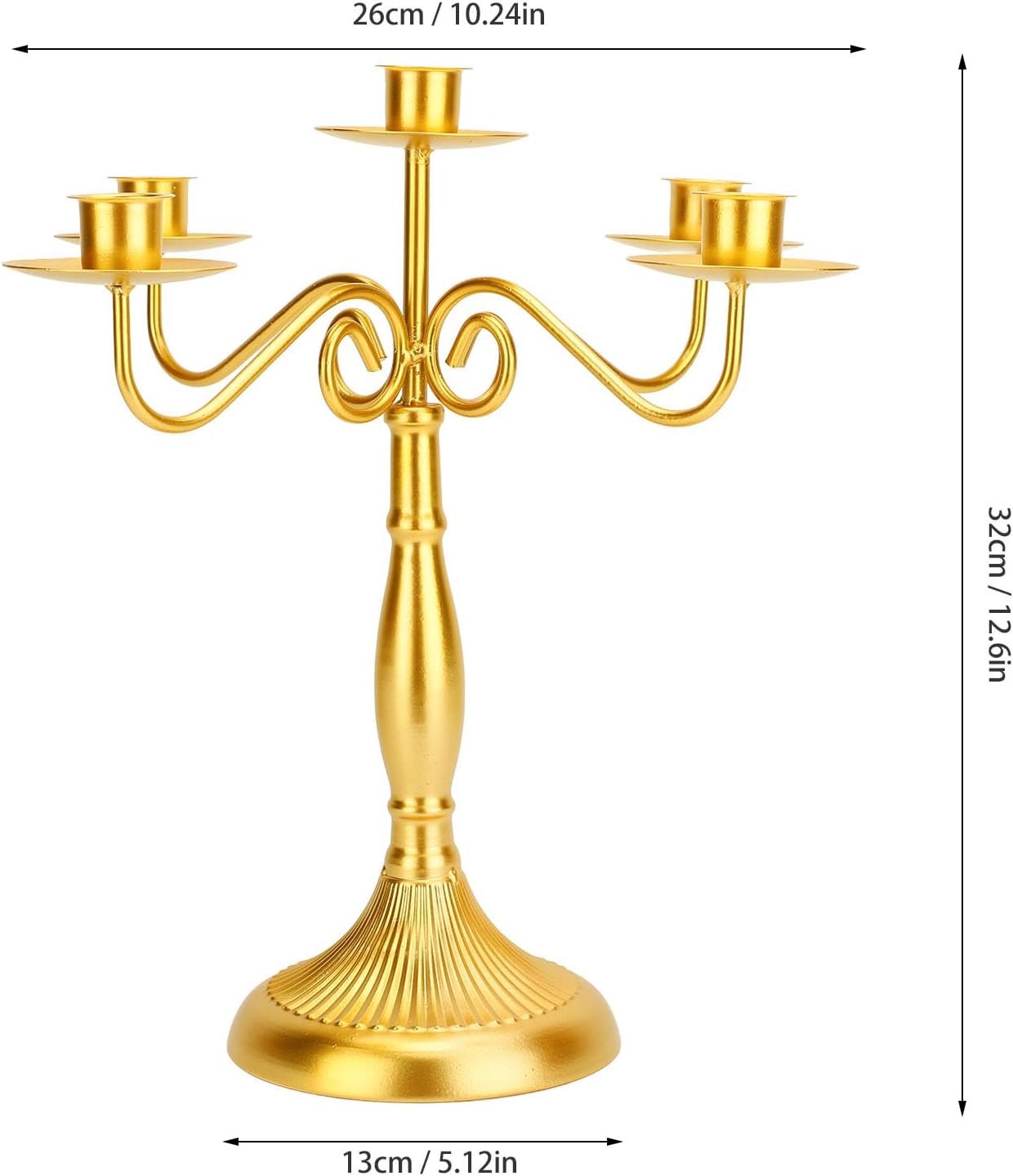Home Furnishing Fit for European Style Candelabra 5 Arms Iron Elegant Candle Stick Candelabra for Wedding Restaurant Craft Collection (Gold)
