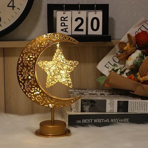 Miniatura 10 de GUOCHENG Lámpara lunar encantada en forma de luna, lámpara de mesa con forma de luna, luz LED de media luna mágica, decoración mágica de luna,