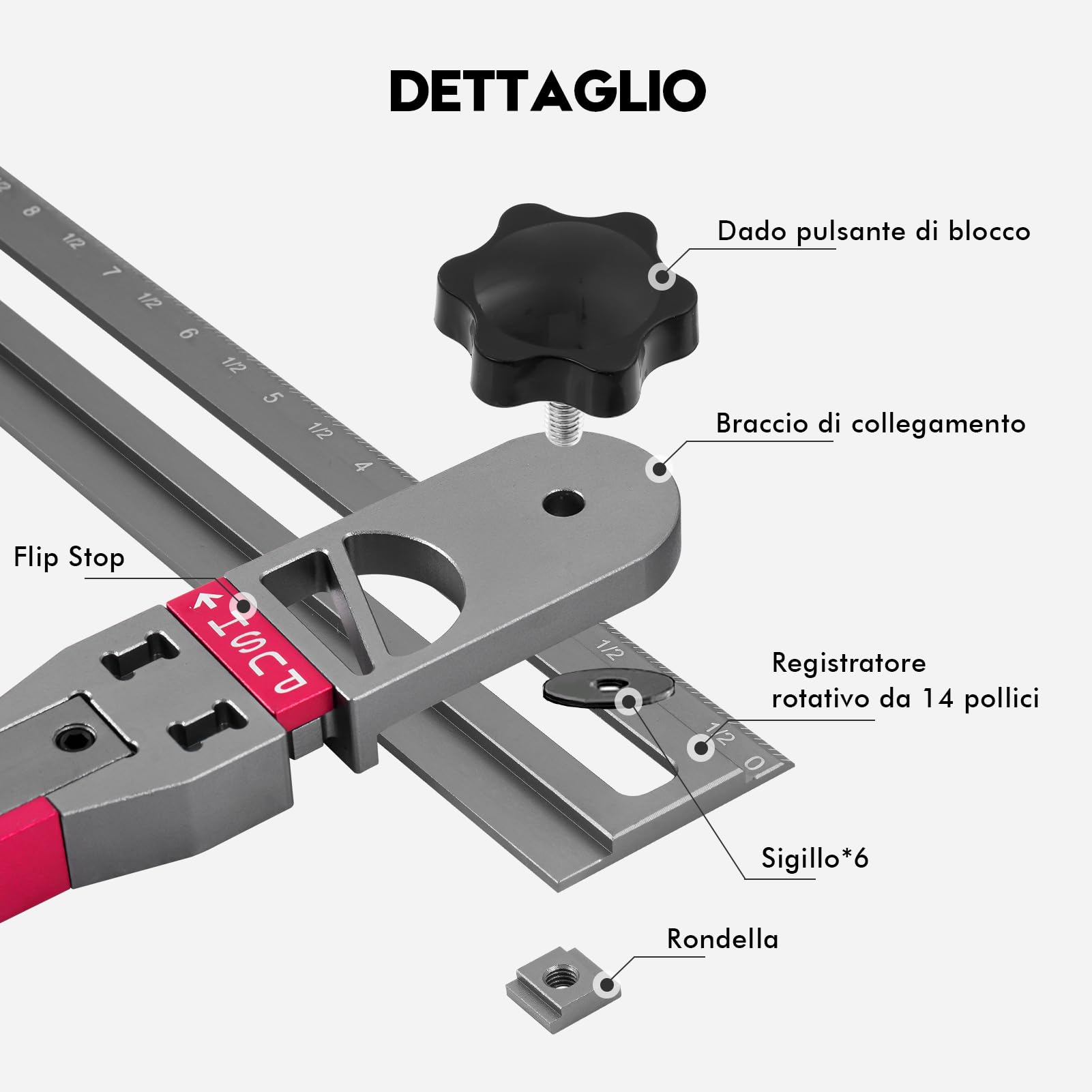 Strumento di Misurazione per Gradini, Strumento per Misuratori di Gradini per Scale con Indicatore di Angolo e Scala per Scale Pads e Partizioni (Lunghezza Regolabile da 17,9 a 50,9 Pollici)