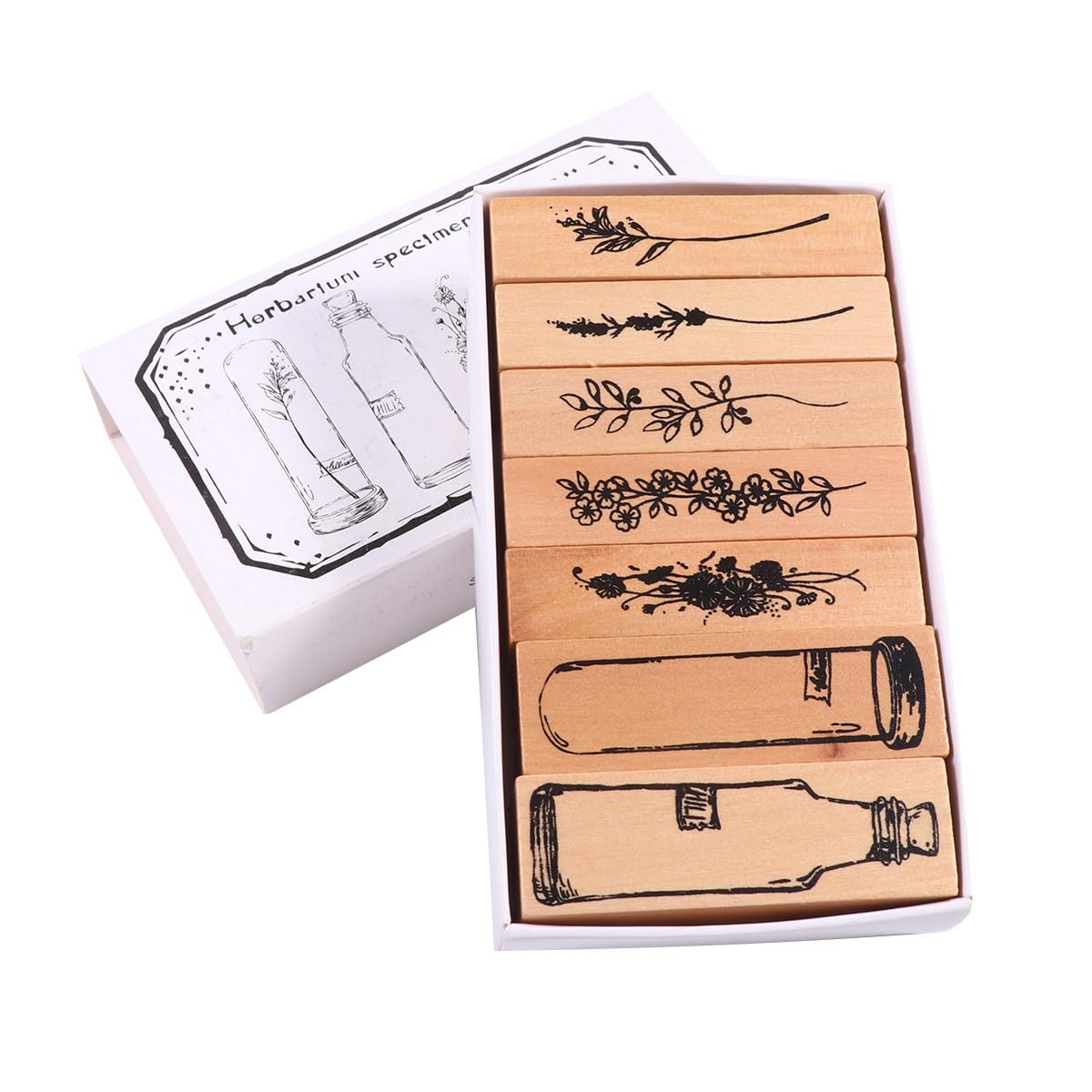 ARTIBETTER 3 Stück Vintage Holzstempel für Pflanzen Dekorative Stempel für Scrapbooking und Briefkarten Robustes Holzmaterial für Bastelprojekte Vielfältige Designs