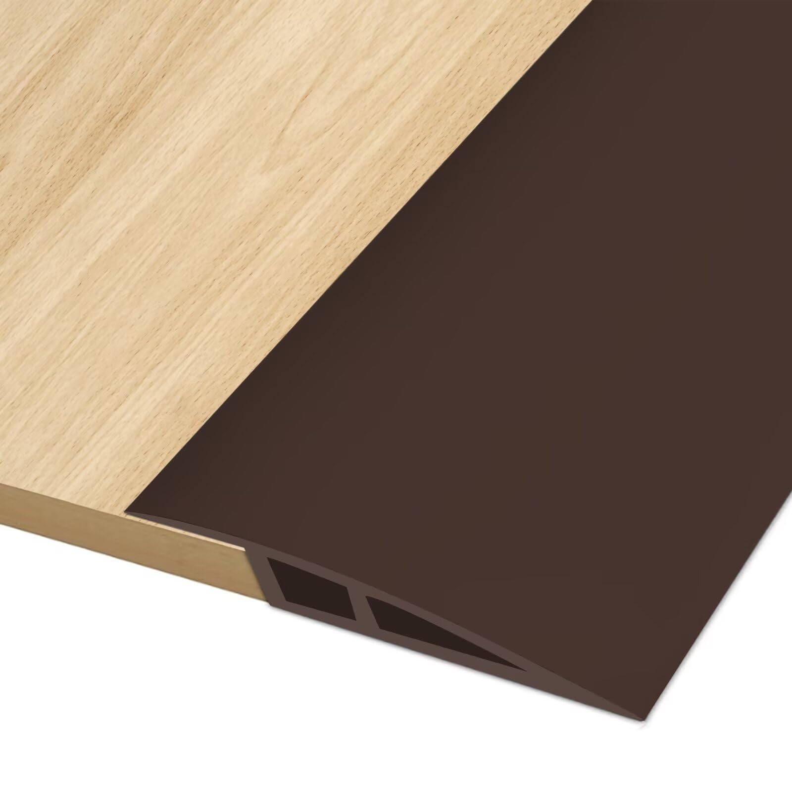 Hengrongshen Floor Transition Strip, Vinyl Door Threshold Strip Self Adhesive Threshold Flooring Transition for Laminate Doorway Edge Threshold Height Difference from 15 to 20mm (Coffee, 2M)