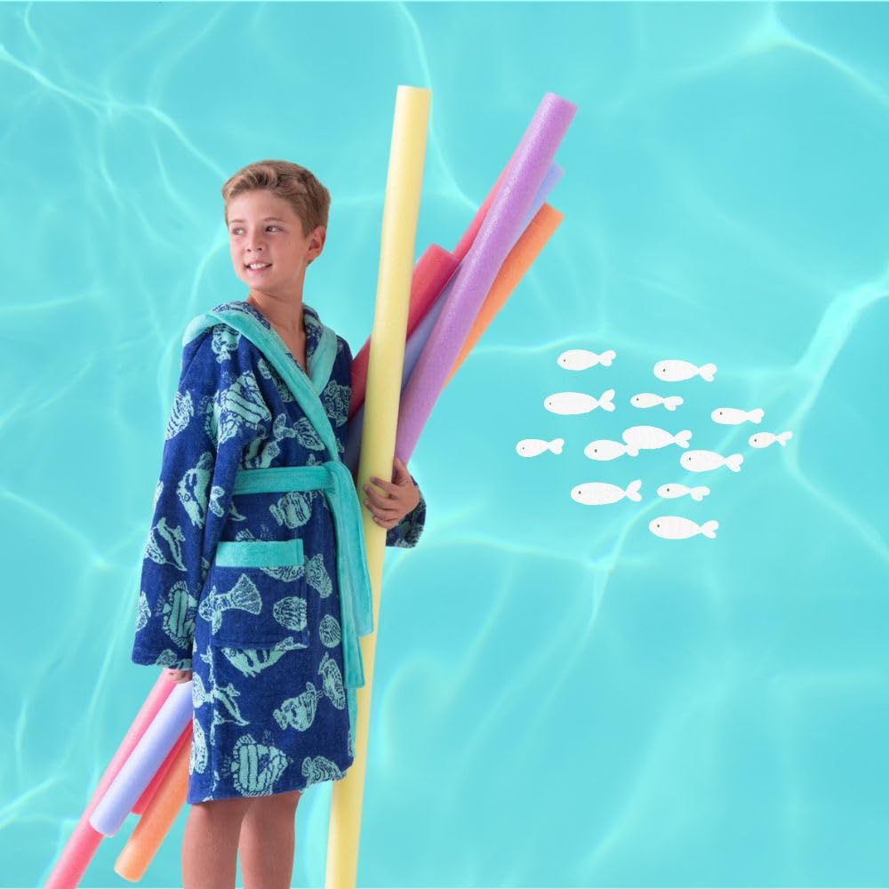 Albornoz Niño Niña Adolescente 100% Algodón OEKO-TEX® Toalla Rizo Bolsillo Cinturón Capucha Ducha Piscina