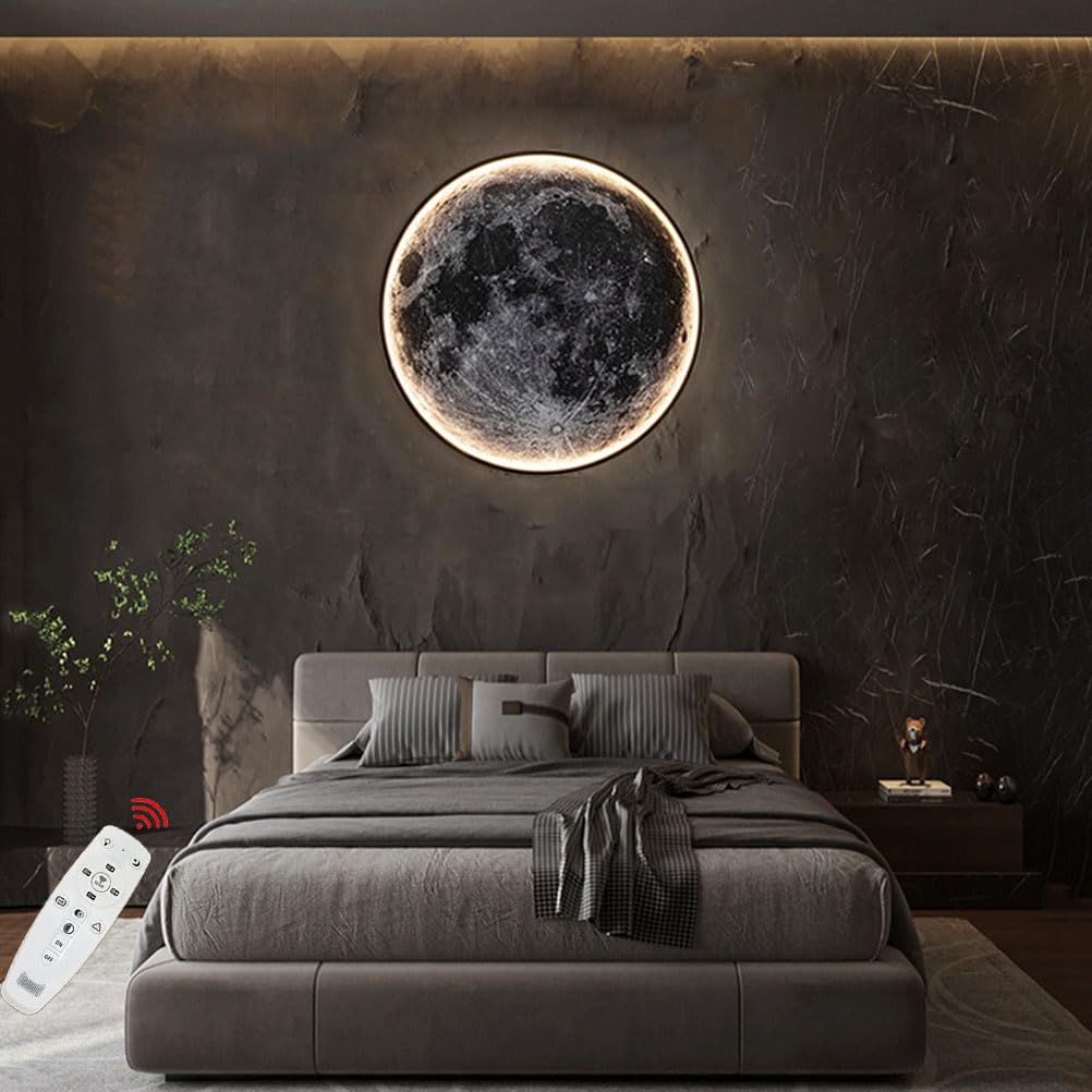 Lampa ścienna LED z możliwością przyciemniania w kształcie księżyca do wnętrz z przełącznikiem 3D przewodowa lampka nocna lampa do salonu sypialni lampa sufitowa