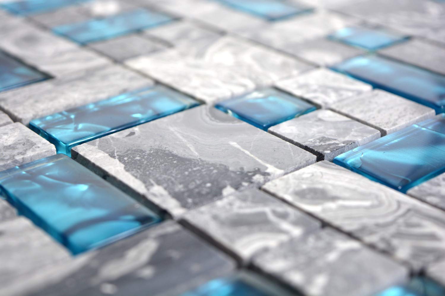 Carreaux de Mosaique Translucide Blanc Gris Combinaison Verre Cristal