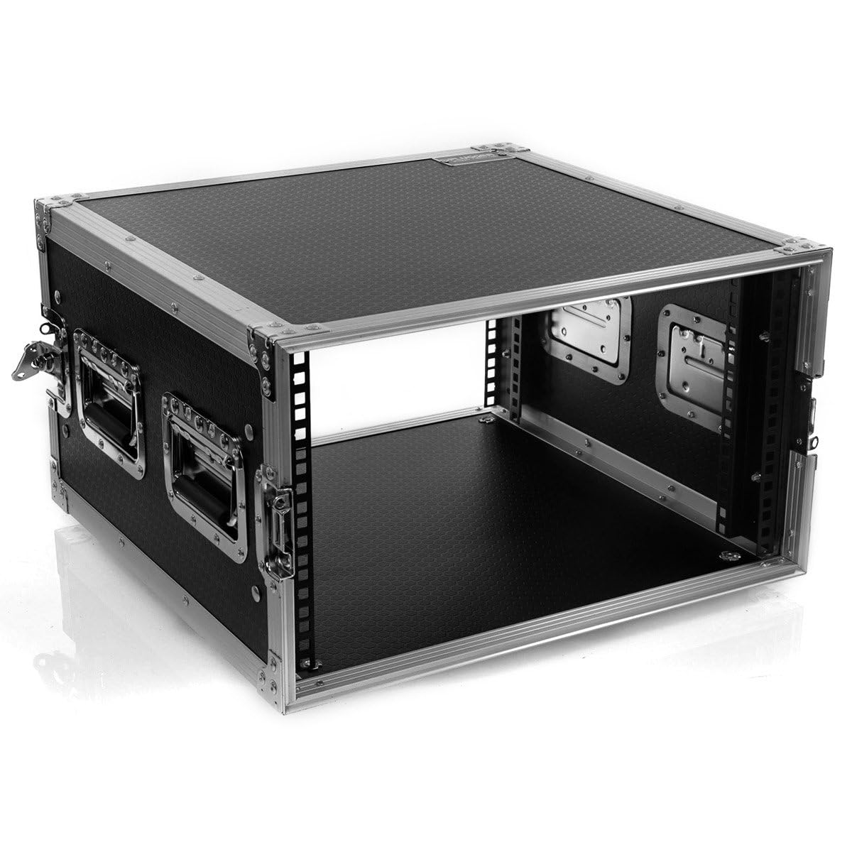 Plugger Case Flight case Rack 6U Universale 19 pollici Nero Slide preforati per dado-gabbia. Valigetta 6U 19". Angoli in alluminio Rinforzi angolari Qualità professionale per musicista, DJ.