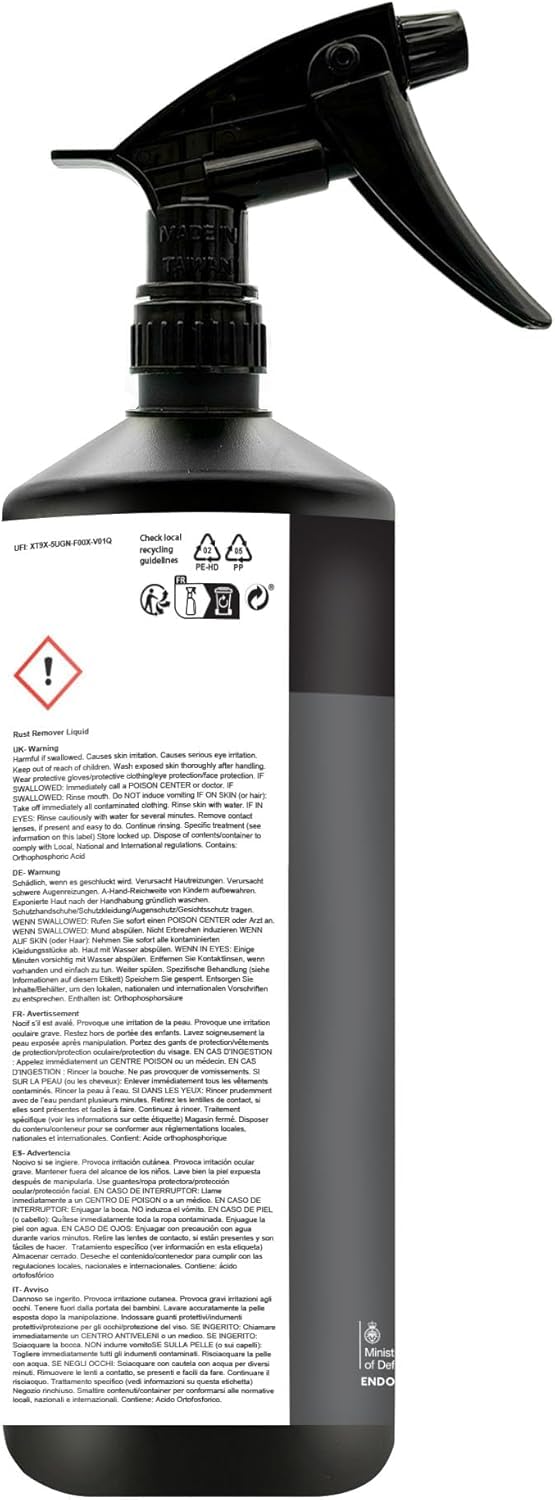 JENOLITE Rociador de gatillo para eliminar óxido Fácil Aplicación | Tratamiento de óxido de acción rápida | elimina el óxido de nuevo al metal desnudo | 1 kg