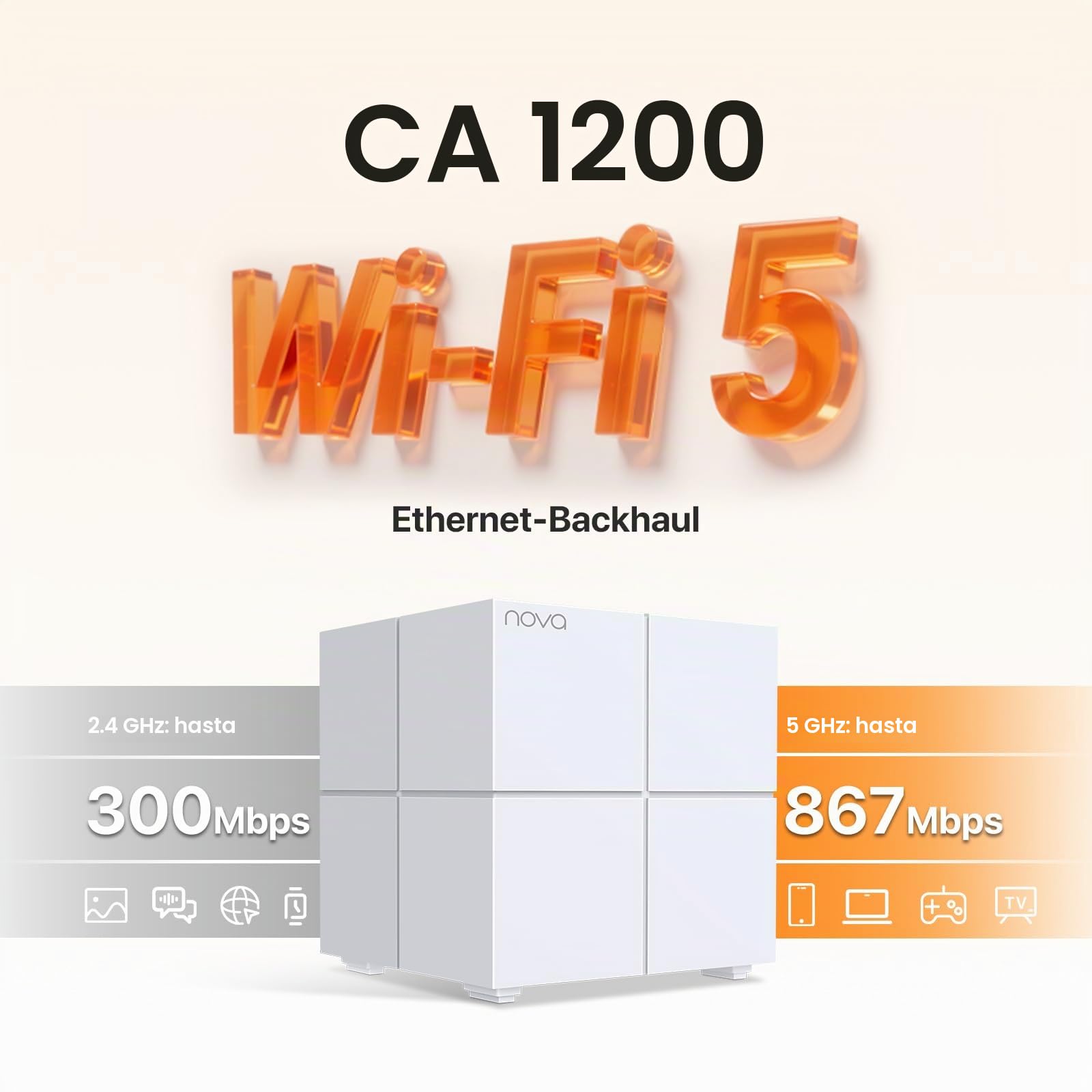 Tenda Nova MW6 Mesh Router Sistema WiFi de Red en Malla (Dual Band hasta 500 metros, Mu-MIMO, 2 Puertos Gigabit, Plug and Play, Funciona con Alexa, sustituye tu Repetidor de Red Tradicional) Pack 3
