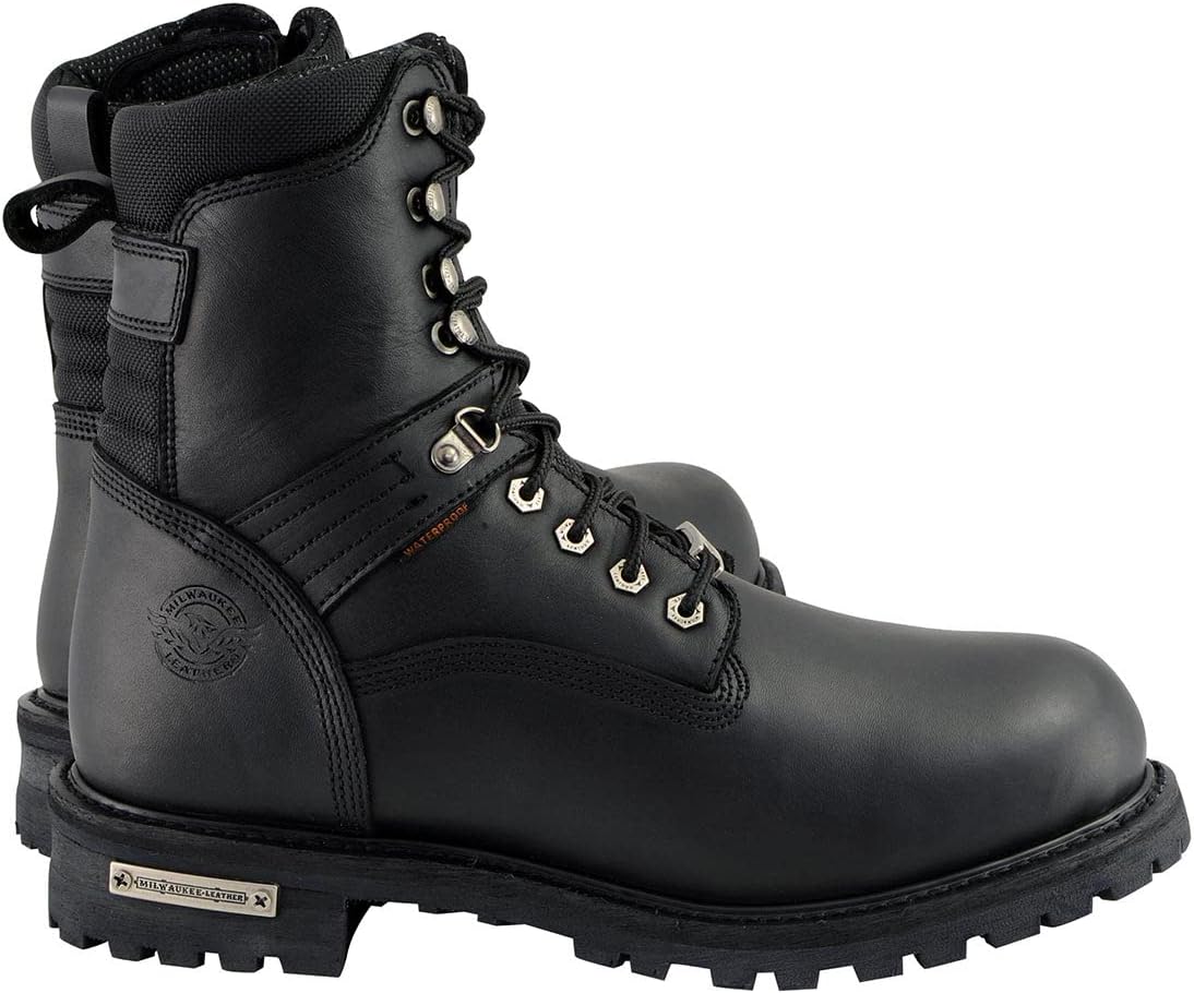 Milwaukee Leather Men's 7" Lace to Toe Full-Waterproof Leather Boots MBM9036WP Black Wide Width