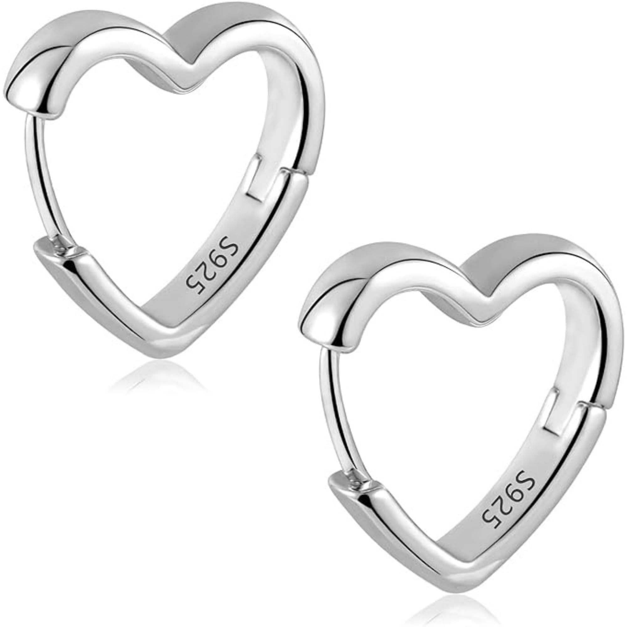 AGUACATESTELL Pendientes Mujer Plata de Ley 925 Aretes Elegantes Diseño Aro Corazón Regalo para Mujeres y Niñas