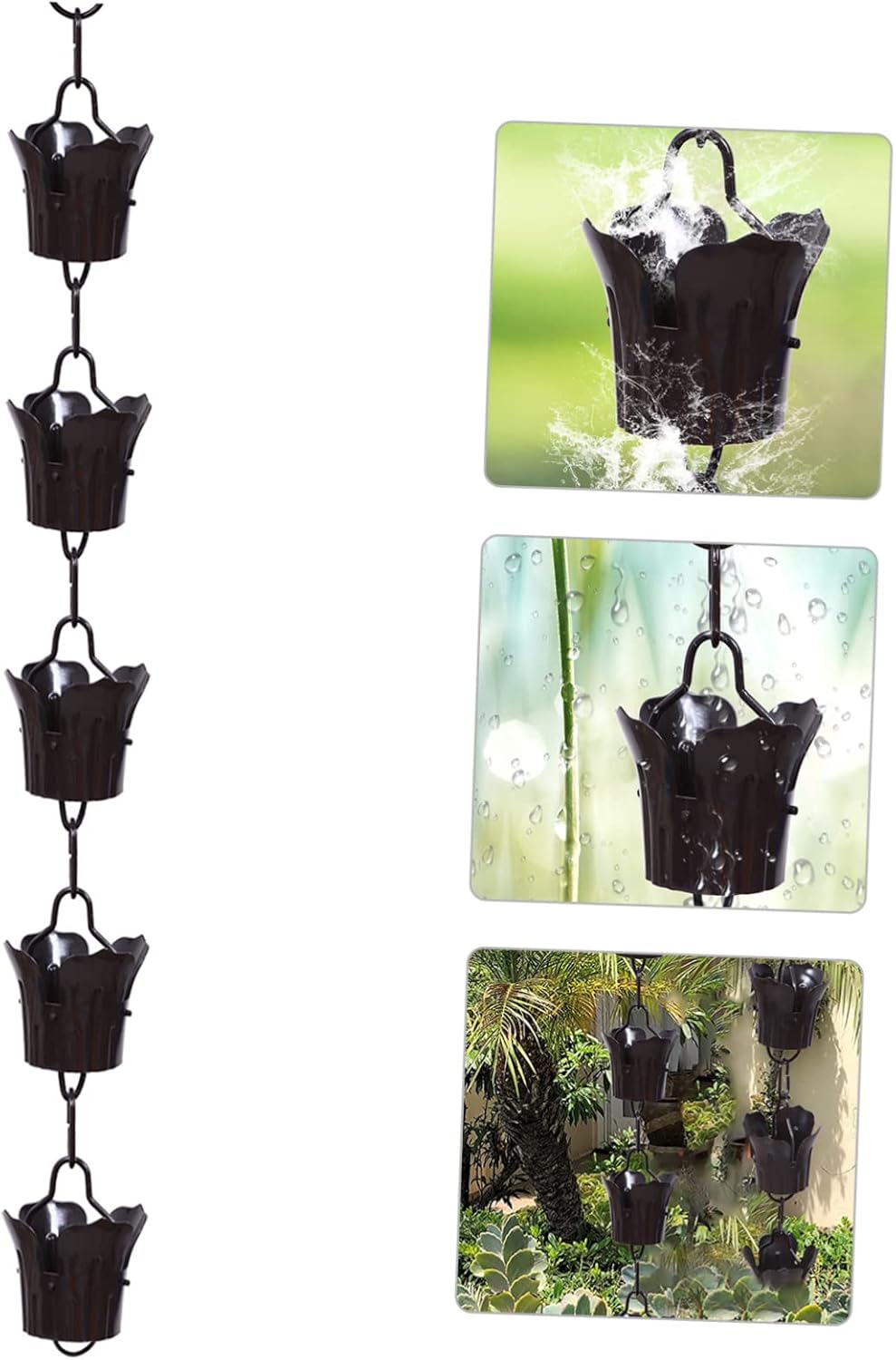 1m Winter Drainage Chain for Gutters Decorative Rain Chain for Villas Tranquil Sound Easy Installation Garden Outdoor Use