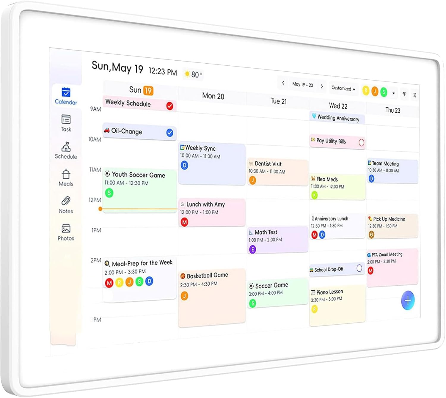 Smart Digital Calendar 15.6-inch Wall Planner & Family Organizer – Touchscreen Chore Chart, Meal & Task Scheduler – Easy Wi-Fi Sync – No Subscription – Home & Office Display (White Frame)