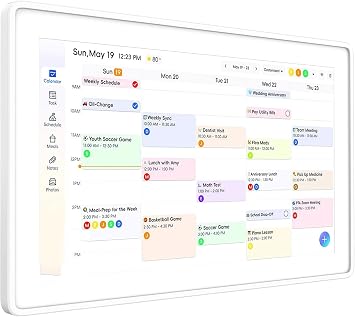 Smart Digital Calendar 15.6-inch Wall Planner & Family Organizer Touchscreen Chore Chart, Meal & Task Scheduler Easy Wi-Fi Sync No Subscription Home & Office Display White Frame