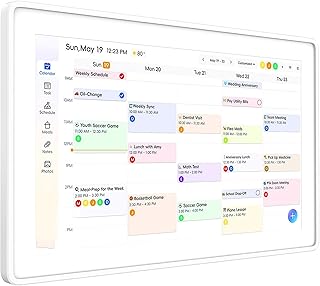 Smart Digital Calendar 15.6-inch Wall Planner & Family Organizer – Touchscreen Chore Chart, Meal & Task Scheduler – Easy Wi-Fi Sync – No Subscription – Home & Office Display (White Frame)