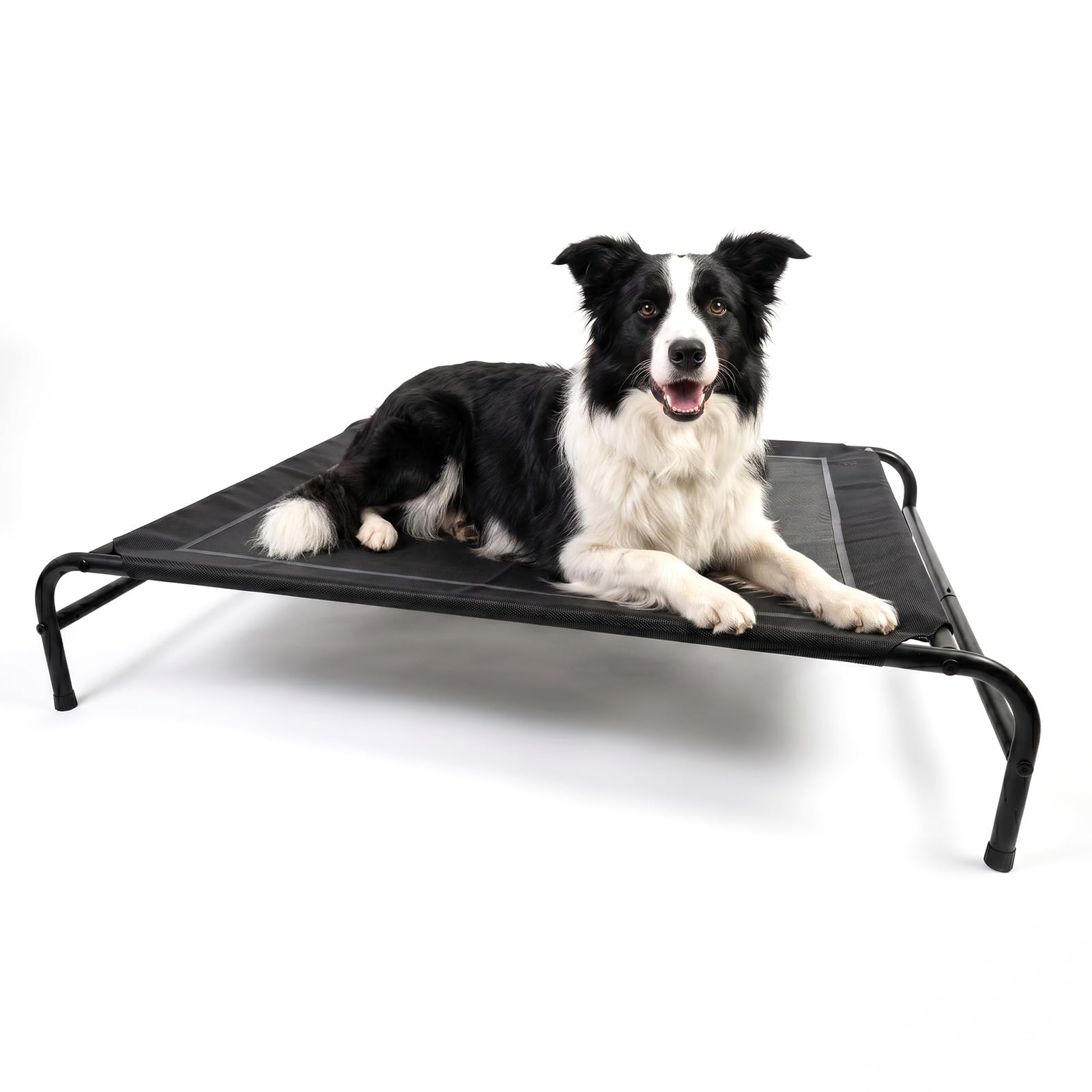 MICOOYO Outdoor Dog bed, Black L Size Elevated Dog Bed Waterproof, Raised Dog Bed | Breathable & Washable Oxford Cloth Mesh with No-Slip Feet, Dog cot for Travle or Garden use