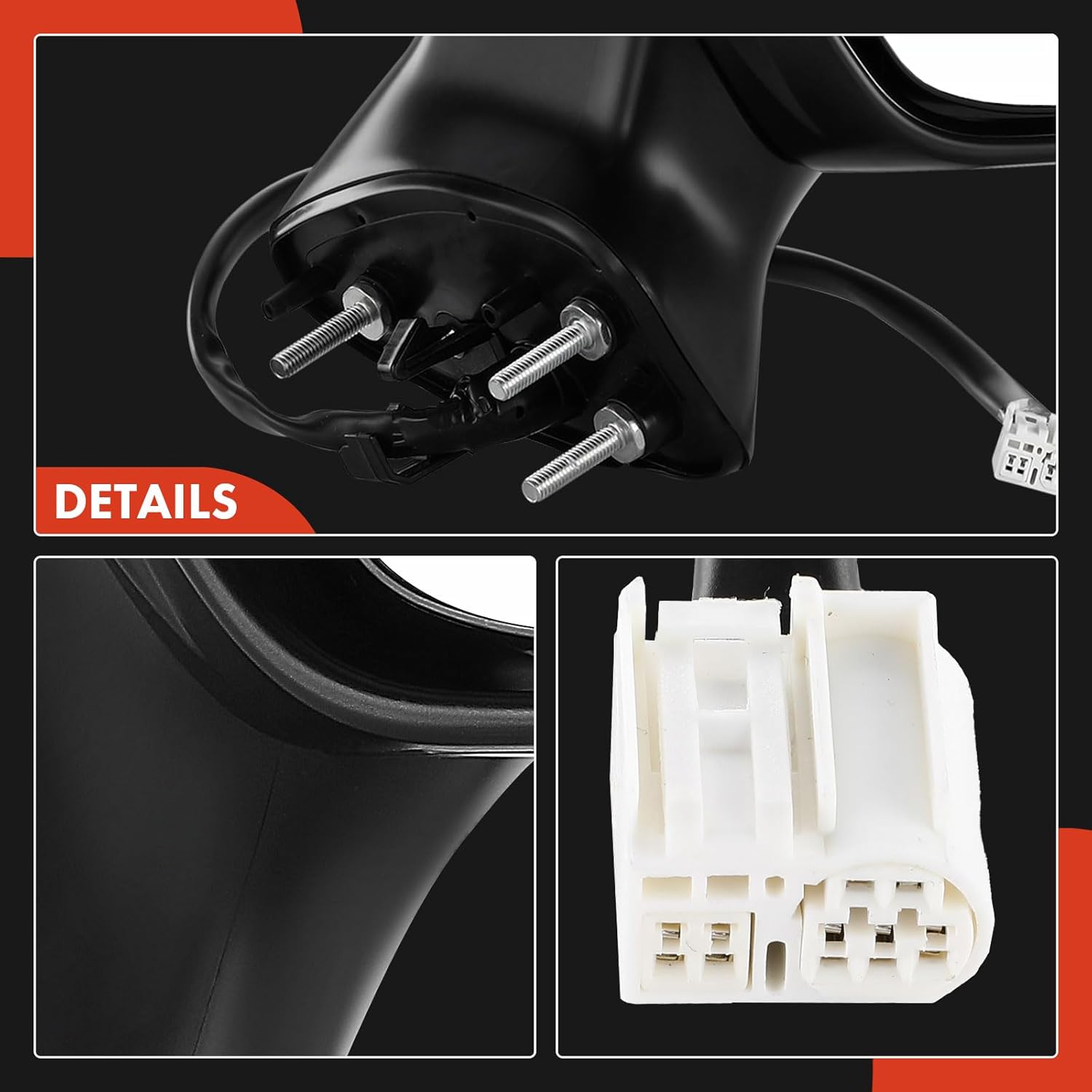 A-Premium Passenger Side Power Door Mirror Compatible with Toyota RAV4 2019 2020 2021 2022 - Heated Manual Folding w/Turn Signal Black and Blind Spot Detection Outside Rear View Mirror