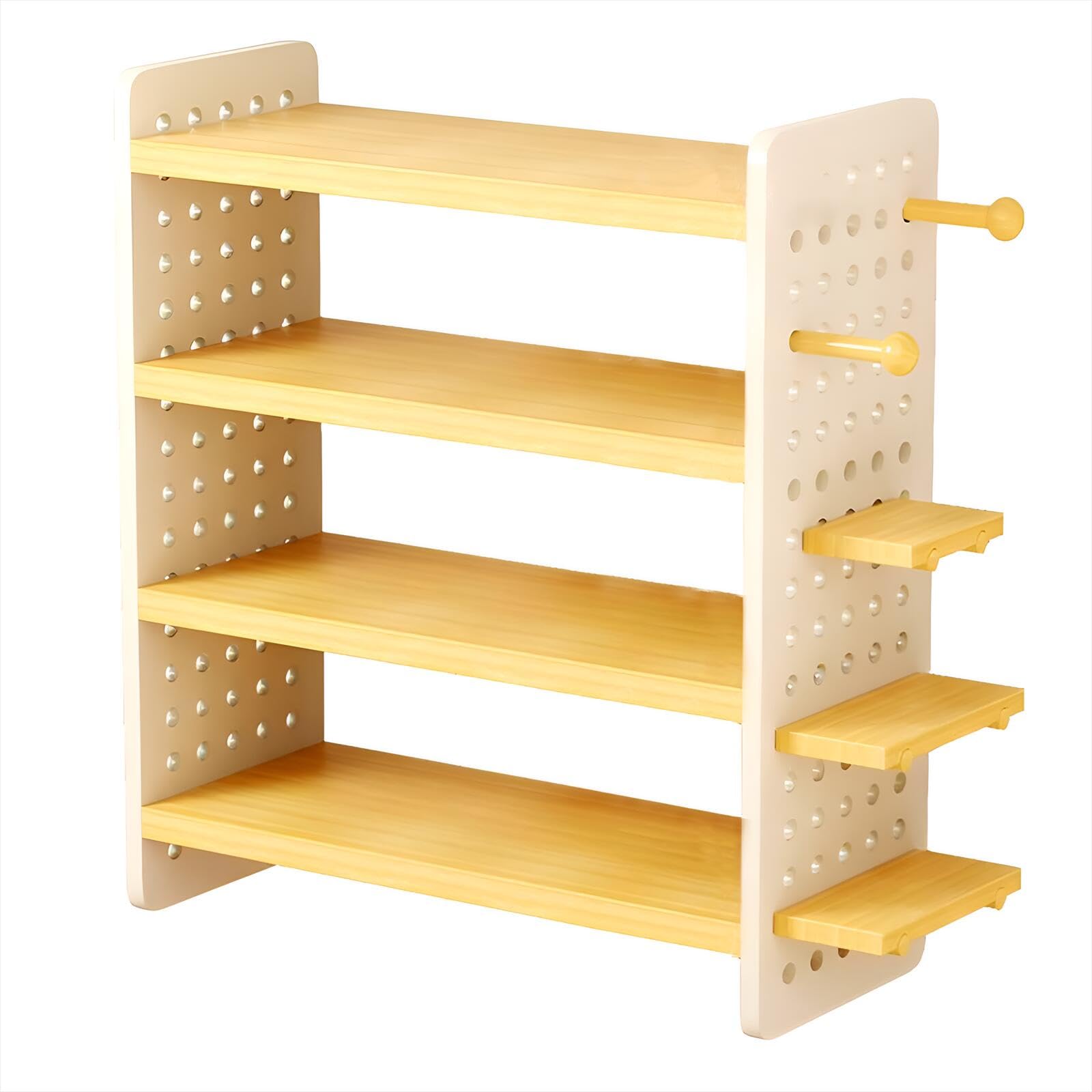 Scaffale da scrivania a 4 ripiani in legno massello, 40 x 17 x 86 cm, facile da montare, scaffale Detive nizer per Boo, ufficio e forniture per studenti, colore legno rustico Sto Solut