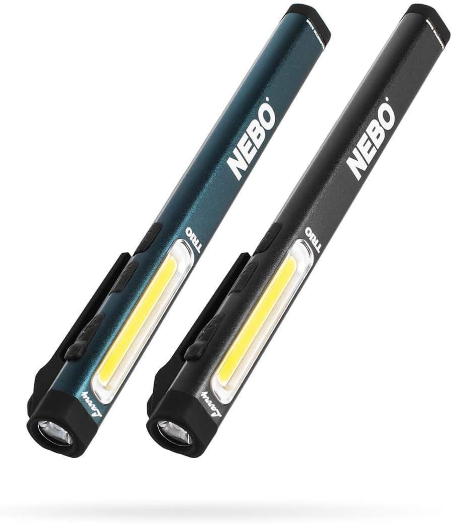 NEBO Larry-Trio Rechargeable Work Light: features a 300 lumen work light, 200 lumen spot light, less than 5mW red laser; equipped with magnetic base; battery and cable included - 6868 BLACK