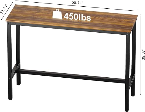 Miniatura 6 de Teraves Mesa de bar, mesa de bar con altura de barra, mesa de altura de mostrador con marco de metal resistente, mesa rectangular alta para cocina y