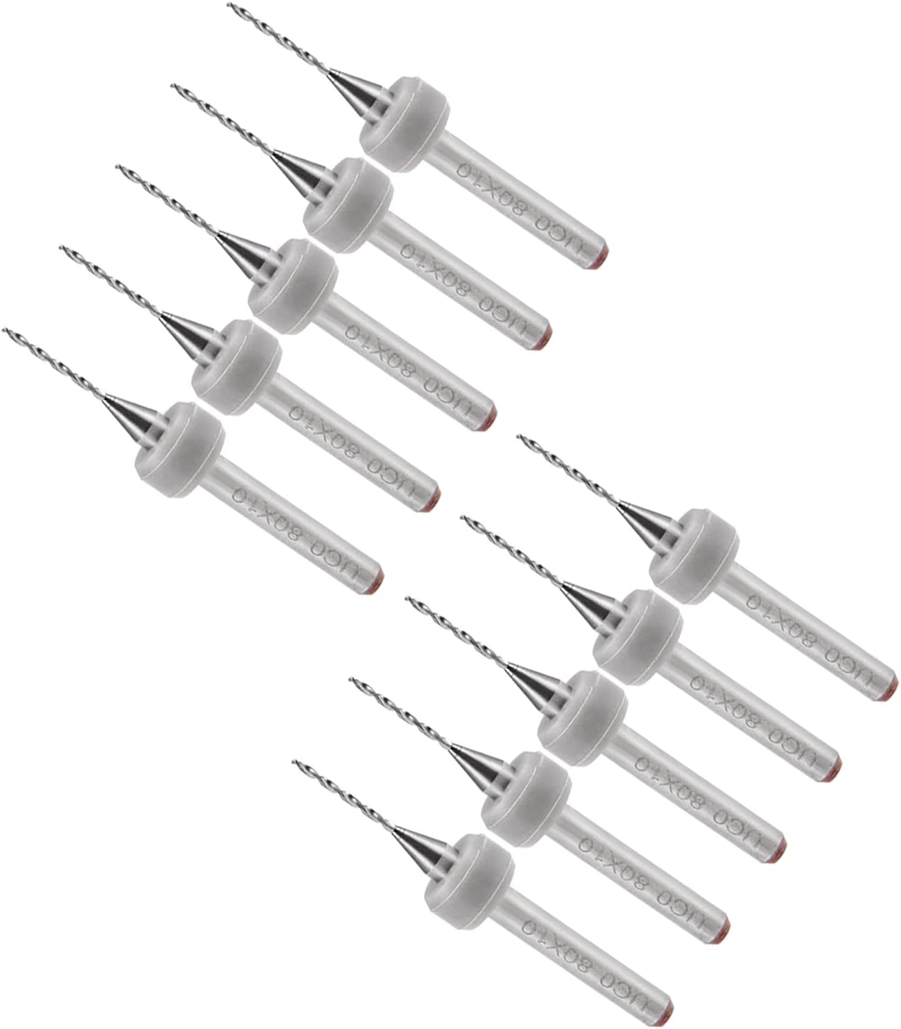 Micro PCB Drill Bits, 1/8" Shank 0.8mm Cutting Edge, Tungsten Carbide Print Circuit Board Drill Bit - (Applications: for CNC Drilling Engraving Machine), 10-Pieces