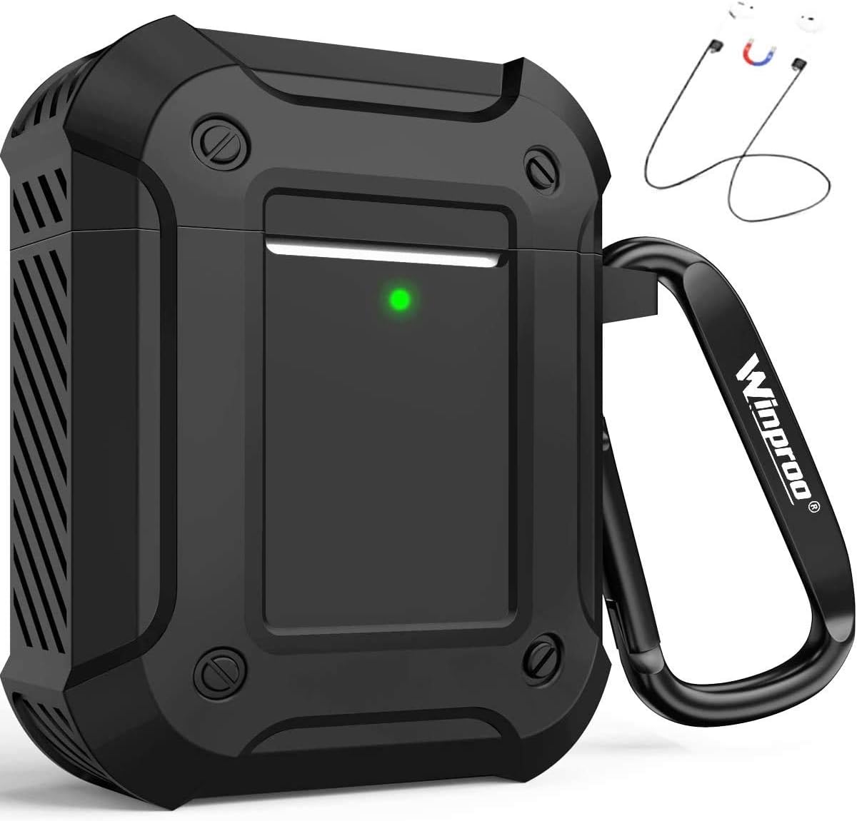Buy Winproo AirPods Case Cover, Full-Body Rugged Protective Case for Apple  AirPods 2 \u0026 1 Charging Case, Resilient Silicone Shock Absorption Air pod  Case with Keychain, 4 in 1 airpod s Cover